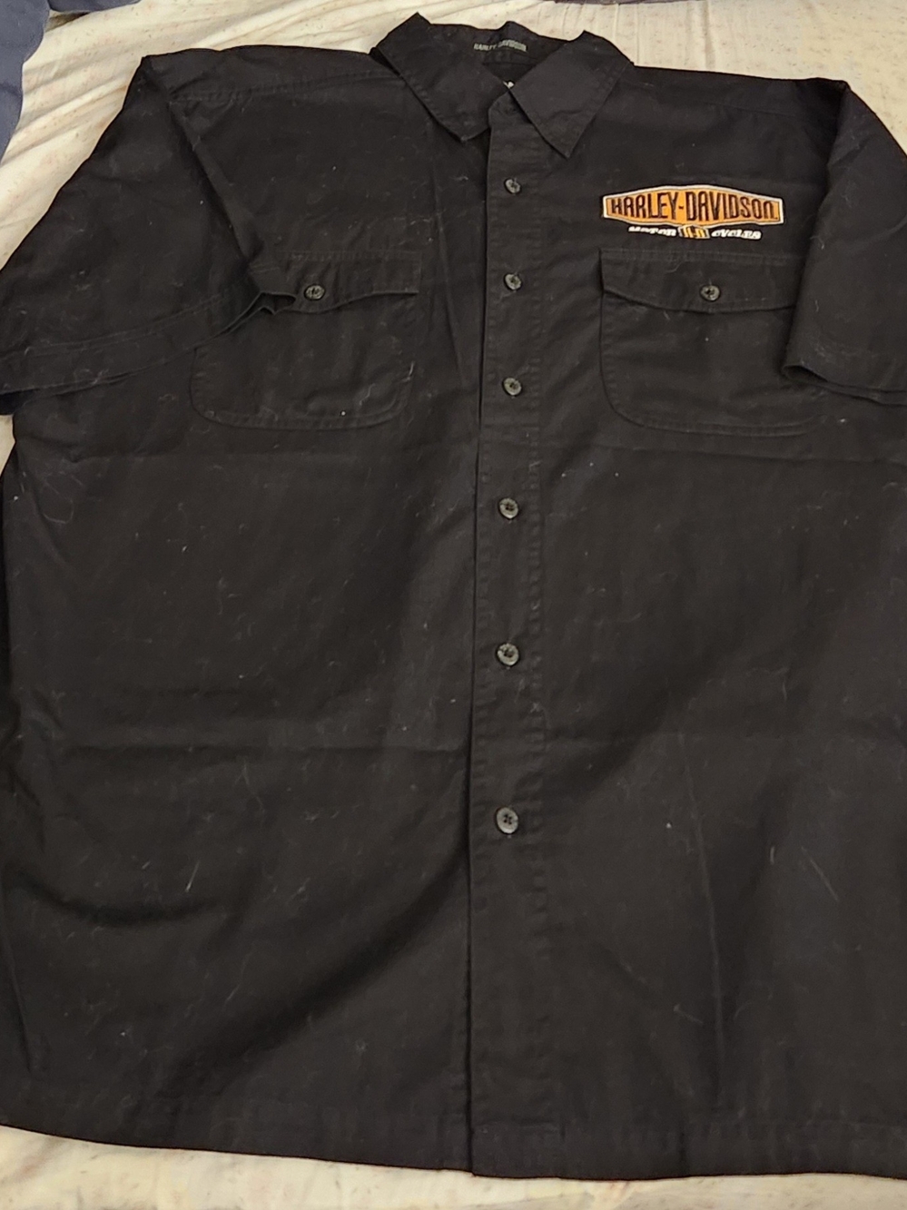 Harley-Davidson Men's Black Short-Sleeve Button-Up Shirt